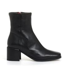 Halmanera - Schoenen ,Zwart ,Leer Zwarte Leren Enkellaars Met Hak Van 60 Mm - Lyst