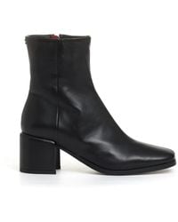 Halmanera - Schwarzer leder stiefelette 60mm absatz - Lyst