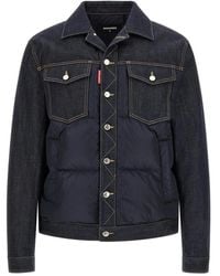 DSquared² - Jassen ,Blauw ,Leer Casual Jacket - Lyst