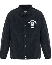 A Bathing Ape - Jassen ,Zwart ,Polyester Jacket Met Logo - Lyst