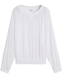 Aspesi - Overhemden ,Wit ,Katoen Blusa Met Ribgebreide Ronde Hals - Lyst