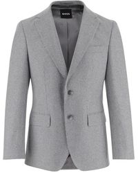 BOSS - Jassen ,Grijs ,Wol Single-Breasted Colbert Van Stretch-Wollen Mix - Lyst