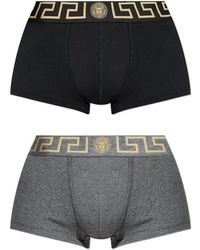 Versace - Ondergoed ,Zwart ,Katoen Twee-Pack Boxershorts - Lyst