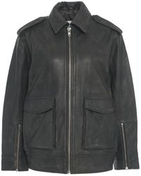 Second Female - Schwarze Leder Oversize Jacke - Lyst
