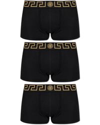 Versace - Ondergoed ,Zwart ,Katoen Driepersoons Katoenen Boxer Briefs - Lyst
