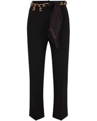 Elisabetta Franchi - Pantaloni neri a zampa di crepe con cintura foulard - Lyst