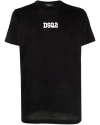 DSquared² - Magliette in cotone nera con stampa logo per uomo - Lyst