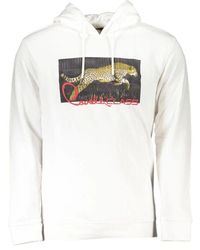 Roberto Cavalli - Weißer kapuzenpullover mit exklusivem druck - Lyst