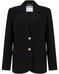 Moschino - Jassen ,Zwart ,Katoen Elegante Zwarte Jas Van Zachte Stof - Lyst