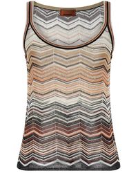 Missoni - Chevron Lamé Viscose Mouwloze Top Met Ronde Hals En Pailletten - Lyst