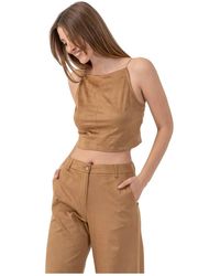 Kocca - Tops ,Bruin ,Suède Top Cropped Met Suède-Effect - Lyst