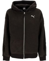 PUMA - Hoodies & Sweatvesten ,Zwart ,Polyester Chenille Full-Zip Winter Hoodie Zwart - Lyst
