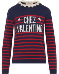 Valentino - Truien & Vesten ,Veelkleurig ,Katoen Blauwe Katoenen Trui Elegant Stijlvolle Laagjes - Lyst