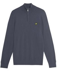 Lyle & Scott - Truien & Vesten ,Blauw ,Katoen Mid Knits Cotton Merino Quarter Zip Jumper - Lyst