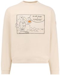 Moncler - Weißer Pullover Mit Logo-Stickerei - Lyst