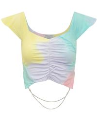 Collina Strada - Camiseta cortada con cuello en v y efecto tie dye con patrón en estrás - Lyst