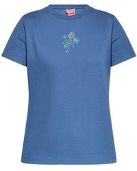KENZO - T-shirt mit schimmernden applikationen - Lyst