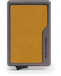 Piquadro - Accessoires ,Geel ,Leer Mag Safe Pop-Up Kaarthouder - Lyst