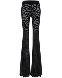 Roberto Cavalli - Broeken ,Zwart ,Gouden Ray Velvet Broek Zwart Vrouw - Lyst