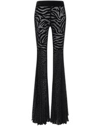 Roberto Cavalli - Broeken ,Zwart ,Gouden Ray Velvet Broek Zwart Vrouw - Lyst