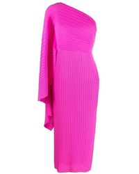 Solace London - Fuchsia geripptes one-shoulder kleid - Lyst