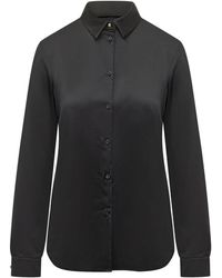 Emporio Armani - Overhemden ,Zwart ,Satijn Valentine's Day Capsule Satin Crêpe Shirt - Lyst