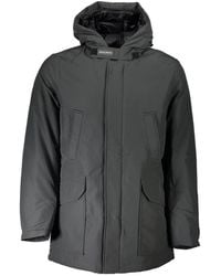 Woolrich - Grijze Katoenen Parka Jas Met Logo - Lyst