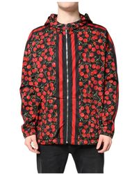 Dolce & Gabbana - Jassen ,Veelkleurig ,Katoen Kersenprint Windbreaker Jas - Lyst