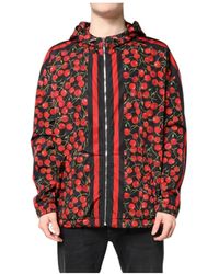 Dolce & Gabbana - Jassen ,Veelkleurig ,Katoen Kersenprint Windbreaker Jas - Lyst