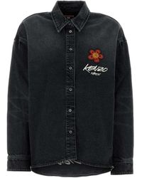 KENZO - Denim Overhemd Met Geborduurde Bloem - Lyst