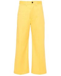 Ralph Lauren - Pantalones de sarga de mezcla de algodón amarillo - Lyst