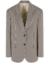 Alysi - Jassen ,Bruin ,Blazer Visco Stripes Monopetto - Lyst