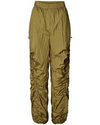 Rabens Saloner - Pantalones verdes fruncidos con cintura elástica - Lyst