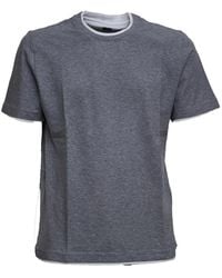 Fedeli - Tops ,Grijs ,Katoen Jersey Melange T-Shirt - Lyst