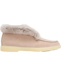 Santoni - Schoenen ,Roze ,Suède Roze Suède Desert Boots Met Bontvoering - Lyst