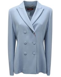 Max Mara - Jassen ,Blauw ,Double-Breasted Studio Jas - Lyst