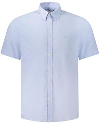 Guess - Overhemden ,Blauw ,Katoen Geruit Shirt Met Korte Mouwen - Lyst