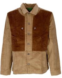 Huf - Jassen ,Bruin ,Katoen Velvet Overshirt Met Knoopzakken - Lyst