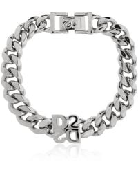 DSquared² - Accessoires ,Grijs ,Messing Armband Met Logo - Lyst