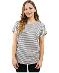 EA7 - Tops ,Blauw ,Katoen Witte Katoenen T-Shirt Ronde Hals - Lyst