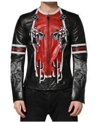 Dolce & Gabbana - Jassen ,Veelkleurig ,Leer Guns N' Roses Full Zip Biker Jacket - Lyst