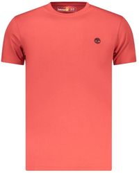 Timberland - Tops ,Rood ,Katoen Slim-Fit T-Shirt Met Korte Mouwen - Lyst