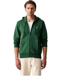 Lacoste - Hoodies & Sweatvesten ,Groen ,Katoen Zip-Through Hoodie - Lyst