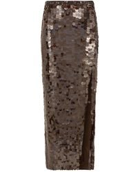P.A.R.O.S.H. - Bruine Pailletten Lange Rok Met Split - Lyst