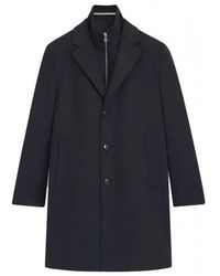 BOSS - Jassen ,Blauw ,Wol Enkelrij Jas - Lyst