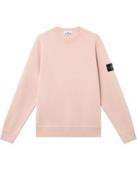 Stone Island - Felpa in cotone fleece con girocollo - Lyst