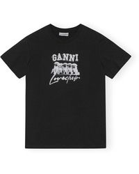 Ganni - Schwarzes puppy love relaxed t-shirt - Lyst