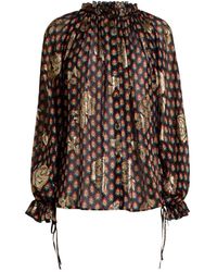 Etro - Blouse Met Ruches En Kant - Lyst