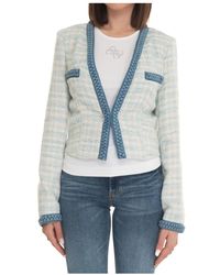 Guess - Tweed v-neck giacca - Lyst