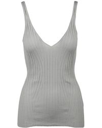 Alpha Studio - Tops ,Grijs ,Katoen Mouwloze Top - Lyst